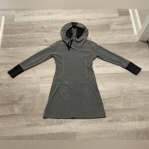 Columbia Gray Hooded Sweatshirt Dress with Black Accents